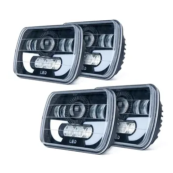 

4pcs 5x7" LED Square Headlight W/ DRL Replace H6054 H5054 H6054LL for Jeep Wrangler YJ Cherokee XJ Trucks 4X4 Offroad