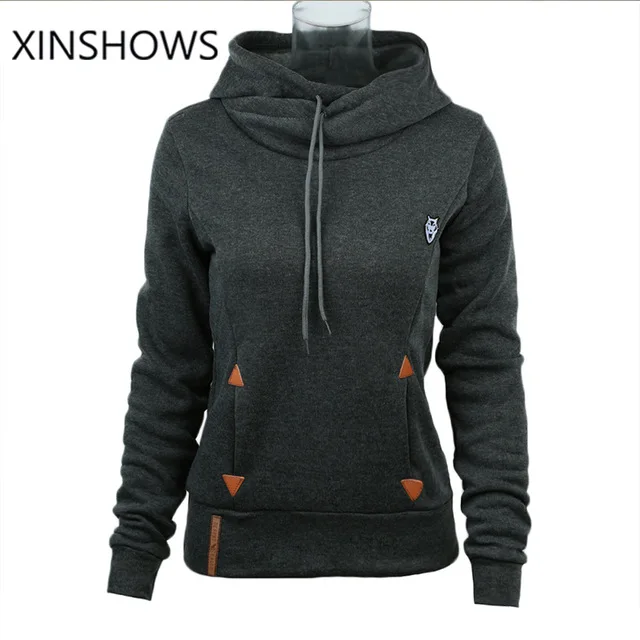 بحار القمر الجديد وصول هرع o إلكتروني عارضة 2016 المرأة هوديي بلوزات الذاتي التعادل جيوب السترة مقنع فضفاض القمم