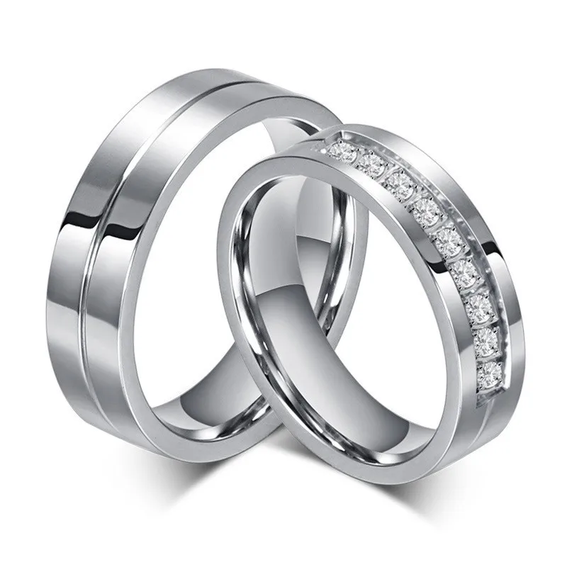 ZORCVNES Новая мода 316l нержавеющая сталь CZ камень Свадебные обручальные кольца для женщин