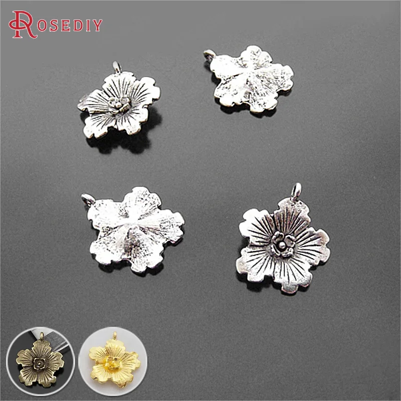 

(19900)20PCS 18MM Antique Silver Zinc Alloy Flower Charms Pendants Diy Jewelry Findings Accessories Wholesale