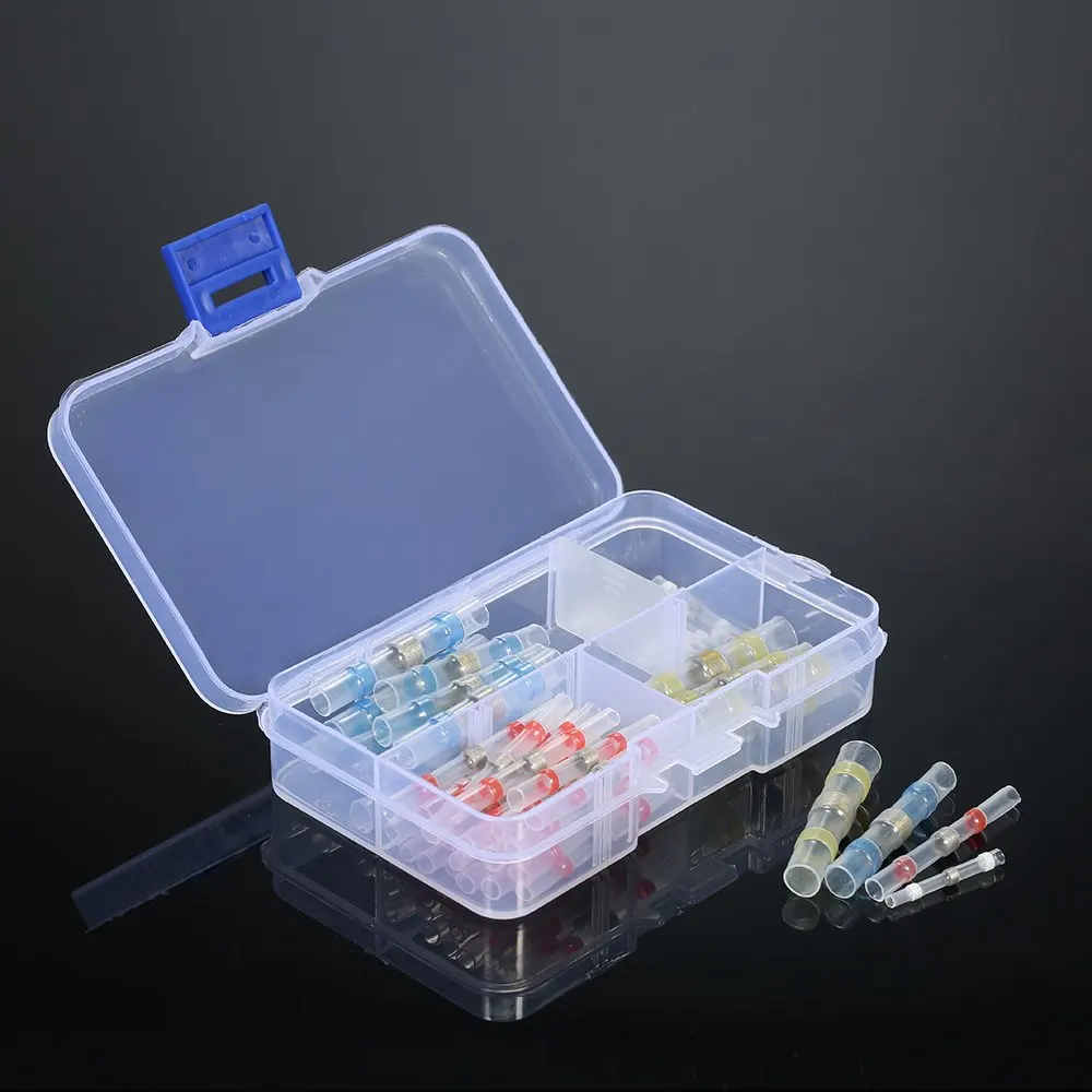 

50PCS Solder Seal Wire Terminals Connectors Heat Shrink Butt Connector Terminals Electrical Waterproof Insulated with box