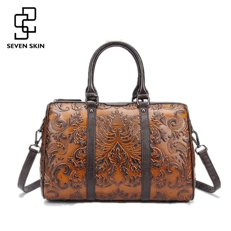 2017 Genuine Leather Women Handbags Fashion Design Elegant Shoulder Bags Floral Print Female Casual Tote Bag bolsos sac a main 2017 Genuine Leather Women Handbags Fashion Design Elegant Shoulder Bags Floral Print Female Casual Tote Bag bolsos sac a main