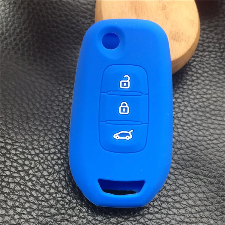 Силиконовый для ключа автомобиля чехол для автомобиля renault kadjar 3 кнопки floding key case cover shell - Название цвета: Синий