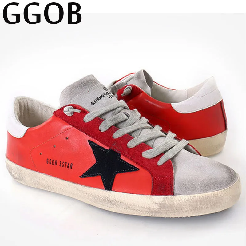 

GGOB 2018 Womens Flats Female Casual Shoes Fashion Plus Size Woman Brand Flat With Genuine Leather Cow Leather Sneakers Red