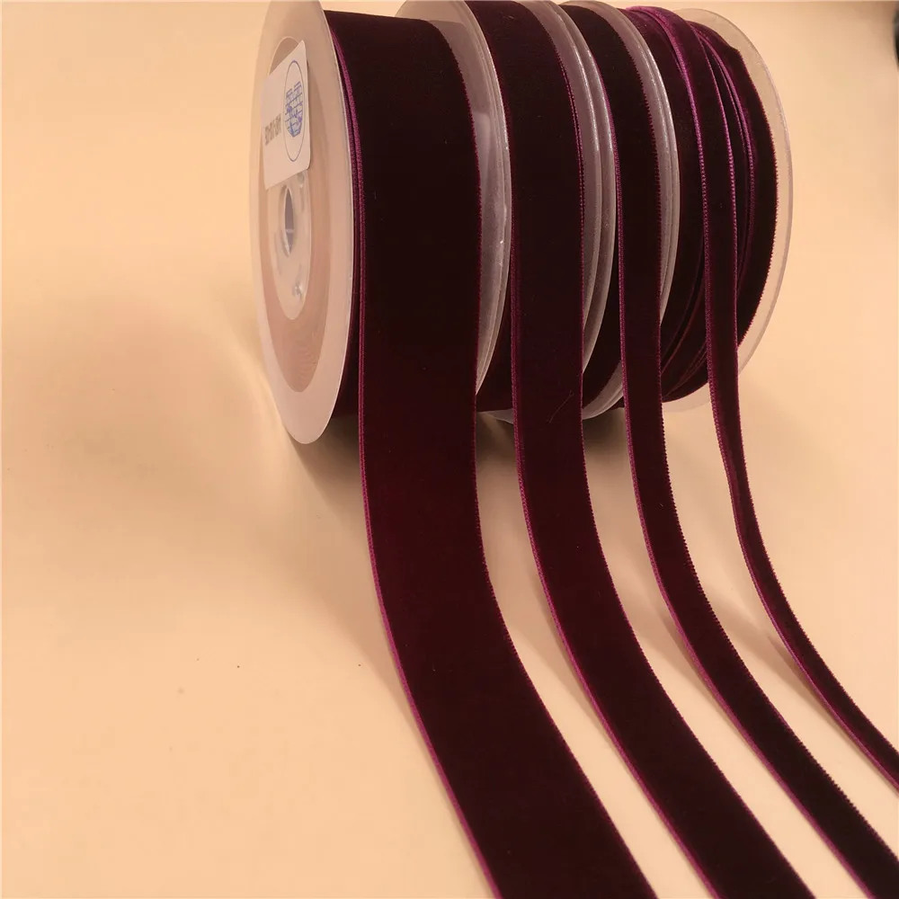 

6MM,9MM,15MM,25MM V035 Burgundy Nylon Single Face Velvet Ribbon