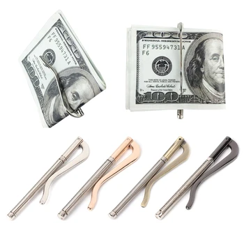 Billig 4 Stile THINKTHENDO Metall Bifold Geld Clip Bar Brieftasche Ersetzen Teile Frühling Clamp Bargeld Halter