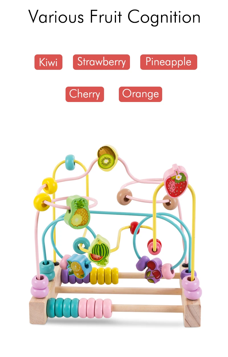 Grânulo de Madeira Educacional do Bebê Matemática para Crianças Brinquedo Labirinto Montessori Fruta Montanha Russa Phoohi 7 Cheap Brinquedos mat.