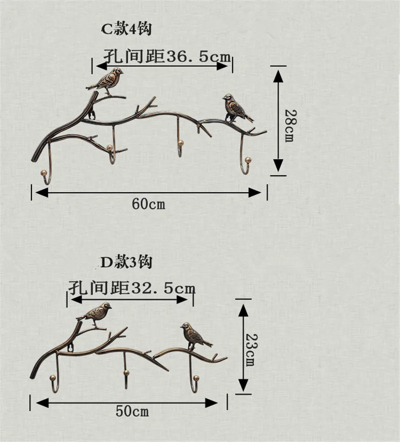 3/4/5/6 крючков в ретро-стиле, метлаллическая Птица декоративные крючки креативная настенная подвеска ключ для хранения одежды Держатели Многофункциональный Ванная комната стеллажи для выставки товаров