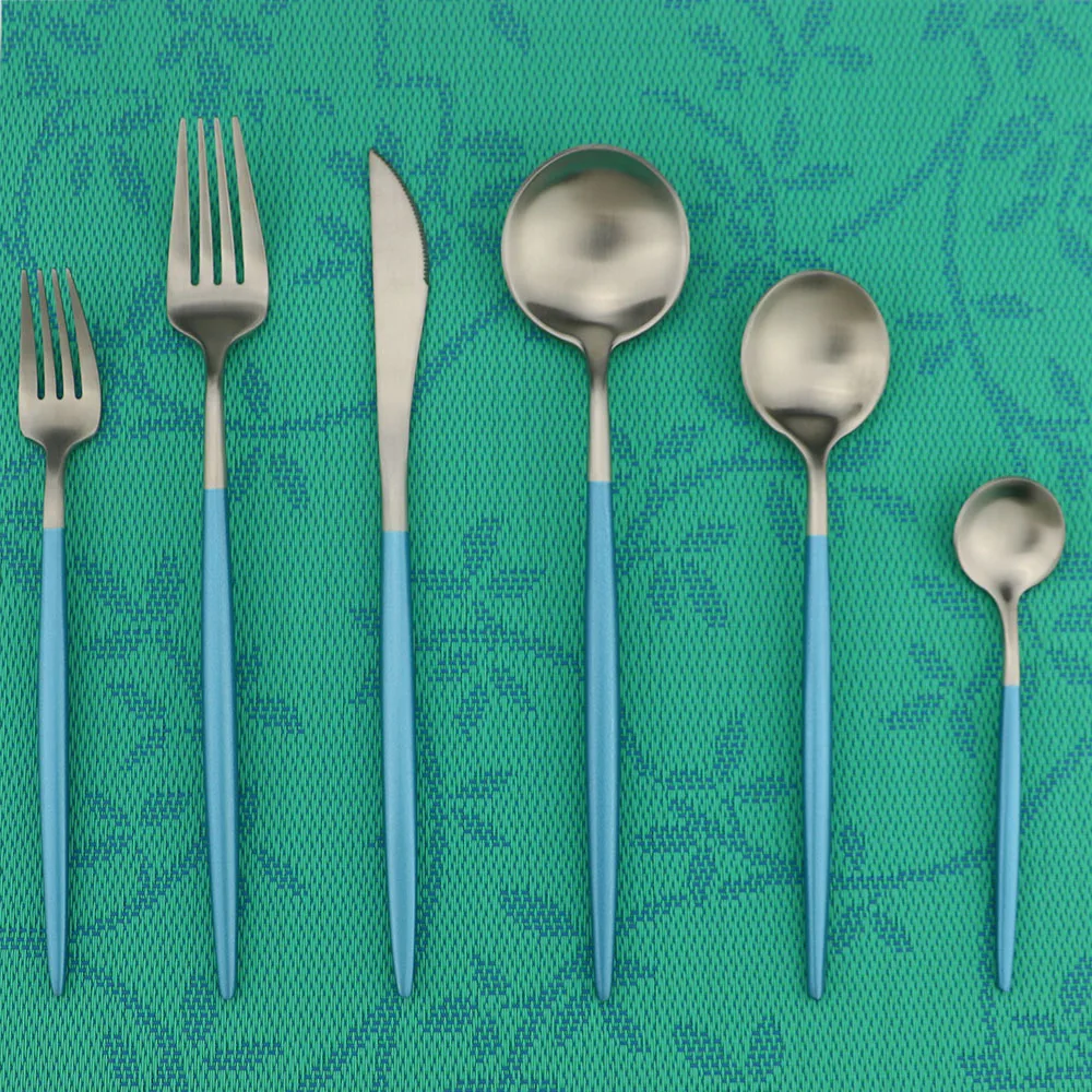 

24Pieces Royal Golden Tableware Cutlery Set Dinner Knife Spoon Fork Sets 18/8 Stainless Steel Western Gold Dinnerware Set