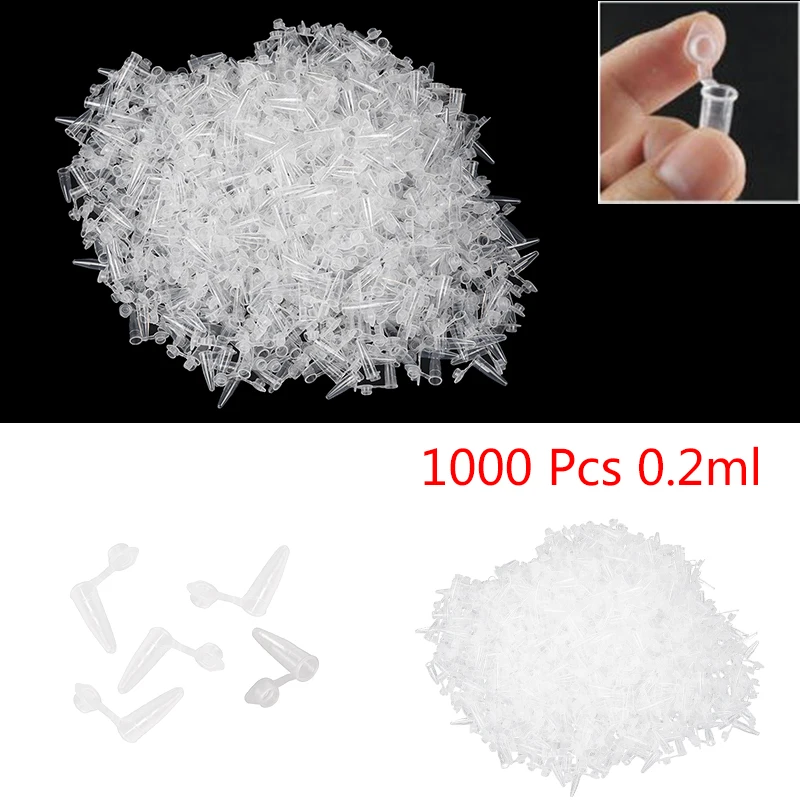 

1000 Pcs 0.2ml Round Bottom Centrifuge Tubes w Attached Caps Clear White