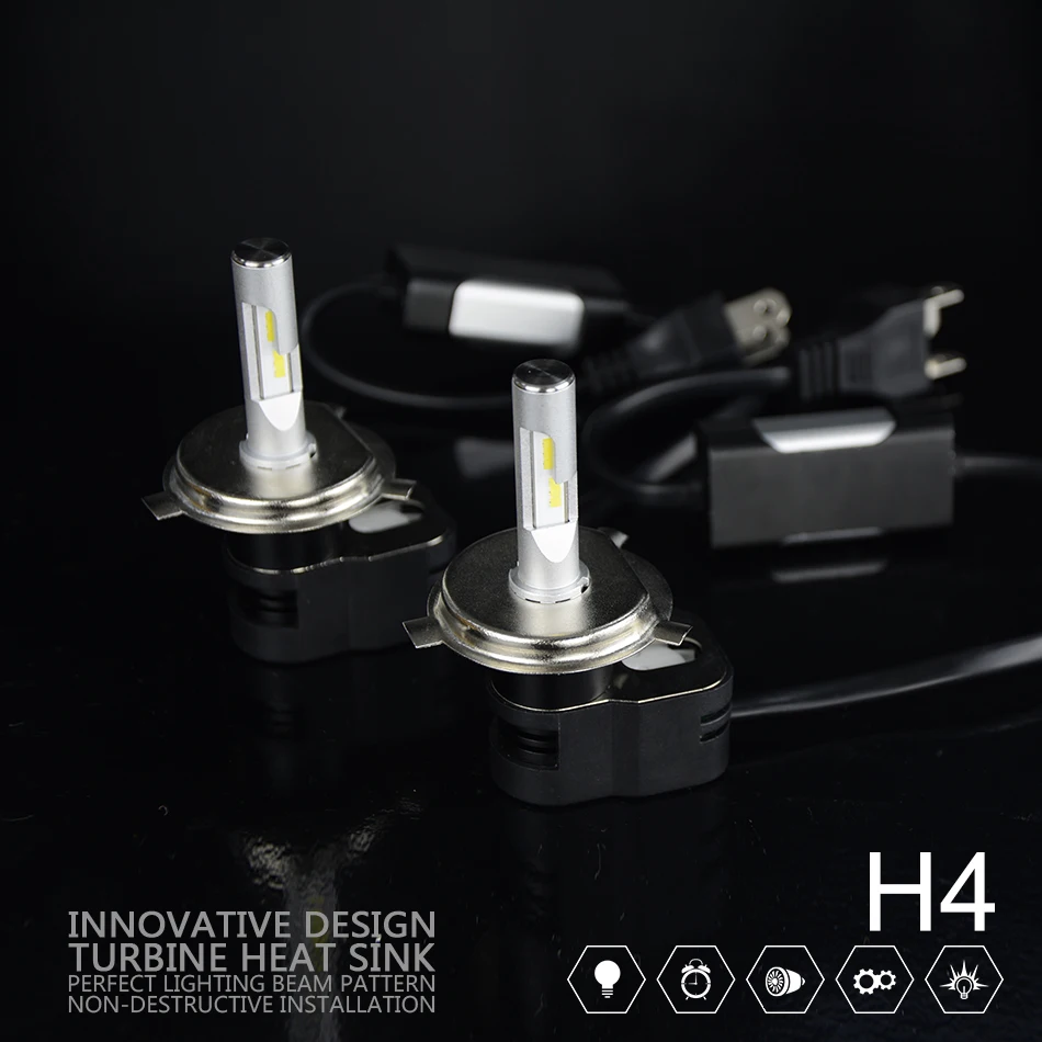 

JGAUT T5 H4 LED Headlight Cars Driving Bulbs Hi-Lo Beam 72W 8000LM 6000K Auto Headlamp Fog Light CAR LED High CSP Chips