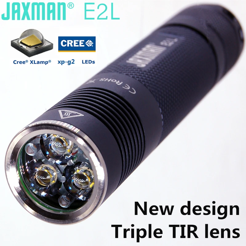 Фонарик JAXMAN E2L с 3 светодиодами и линзами TIR фонарик 18650 CREE XPG2 для кемпинга езды на