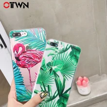 ФОТО Ottwn Soft TPU Case   iphone X 6 6s 7 8 6 6s  7 8  Cute Animal Flamingo Green Banana Leaf Pattern Fitted  Back Case