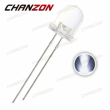 50pcs 8mm White LED Transparent 20mA Ultra Bright Clear Lens Round LED 8 mm Light Emitting Diode Lamp High Power 3V Through Hole