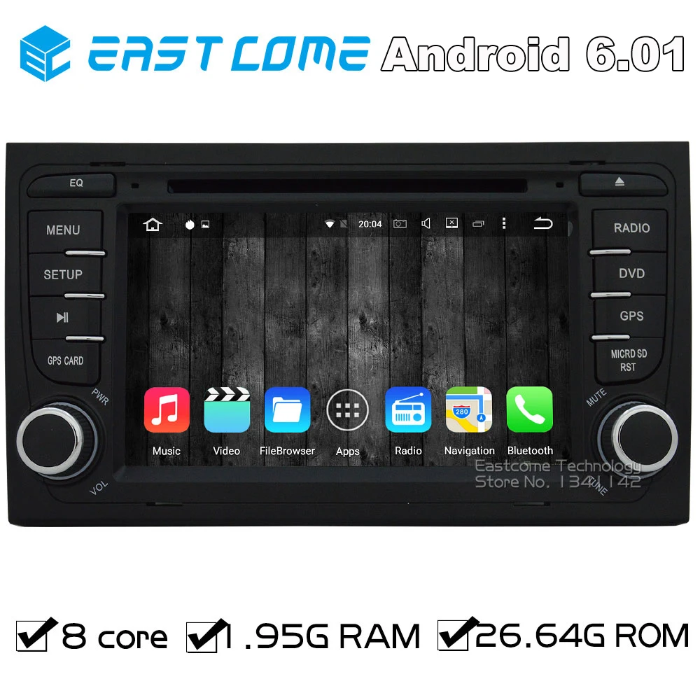 Восьмиядерный 8 ядерный автомобильный dvd плеер Android 6 0 для AUDI A4 2002 2003 2004 2005 2006 2007 SEAT