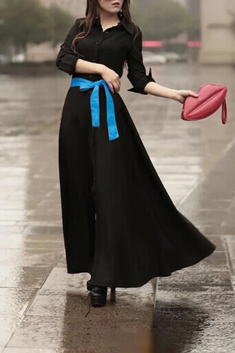 HEE GRAND/вечерние женские платья длиной до пола размера плюс, весна, трапециевидные узкие Макси-Платья Vestidos с поясом WQL1476 - Цвет: black