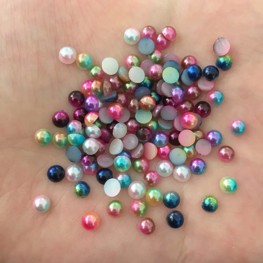 

100pcs 6mm Multi-color Half Pearl Bead Flatback Scrapbook wedding Jewelry DIY PR18