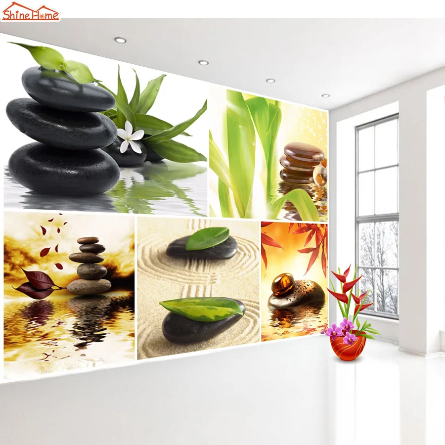 Shinehome Large Wallpapers SPA Salon Cobblestone Stone Modern Mural