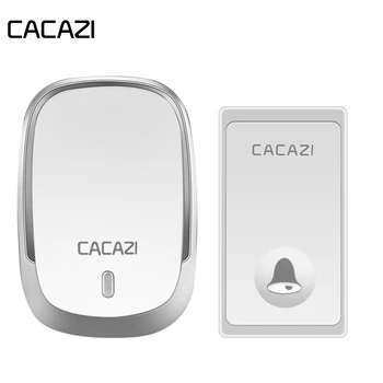 

CACAZI Self-Powered Waterproof Wireless Doorbell No Battery LED Light Home Cordless Door Bell 36 Rings 1 Button 1Receiver