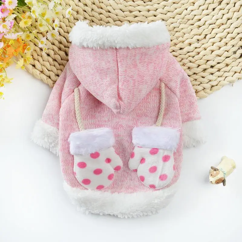 Pink Новогодний для домашних собак костюм милая Одежда для собак костюм рождественское платье для питомцев Рождественская вязаная одежда XS-XL 3 цвета - Цвет: Pink