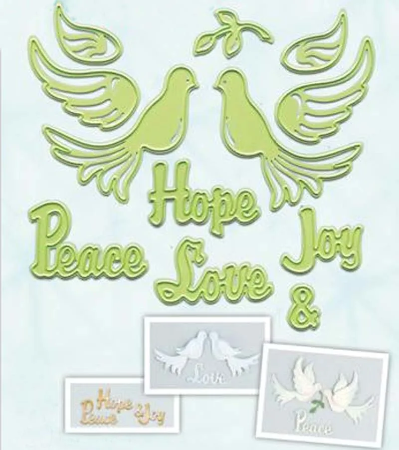 

Metal Cutting Dies Peace Dove Vine Letter Set Craft dies Scrapbooking Dies Cut Decor Embossing dies Stencil Card Making 2019 New