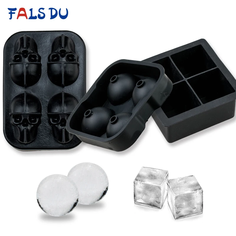 

Large Silicone Ice Mold 3D Skull Cube Ball Shape Tray Maker Chocolate Mold Whiskey Wine Juice Ice Cream Tools