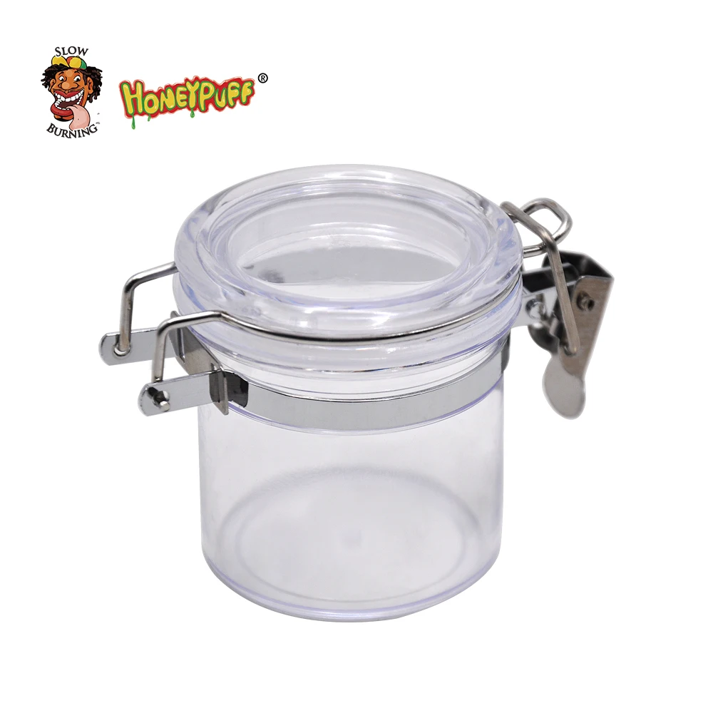 

HONEYPUFF Transparent Acrylic Airtight Stash Jar 2.17 Inches Multi-Use Vacuum Seal Portable Storage Container for Tobacco Herbs