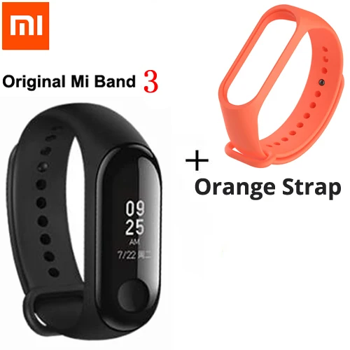 Xiaomi mi Band 2/mi band 3 с oled-дисплеем сенсорной панелью смарт-Пульс фитнес-bluetooth-браслет - Цвет: Add Orange Strap