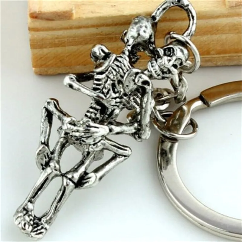 FD4618 new Forever Love Punk Skeleton Skull Key Chain Ring Keychain