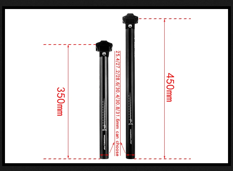 Металлический Подседельный штырь для горного велосипеда MTB горный велосипед Алюминий Подседельный штырь на подседельную трубу рамы 27,2/18,6/30,4 мм* 350/450 мм велосипедный вынос руля Запчасти