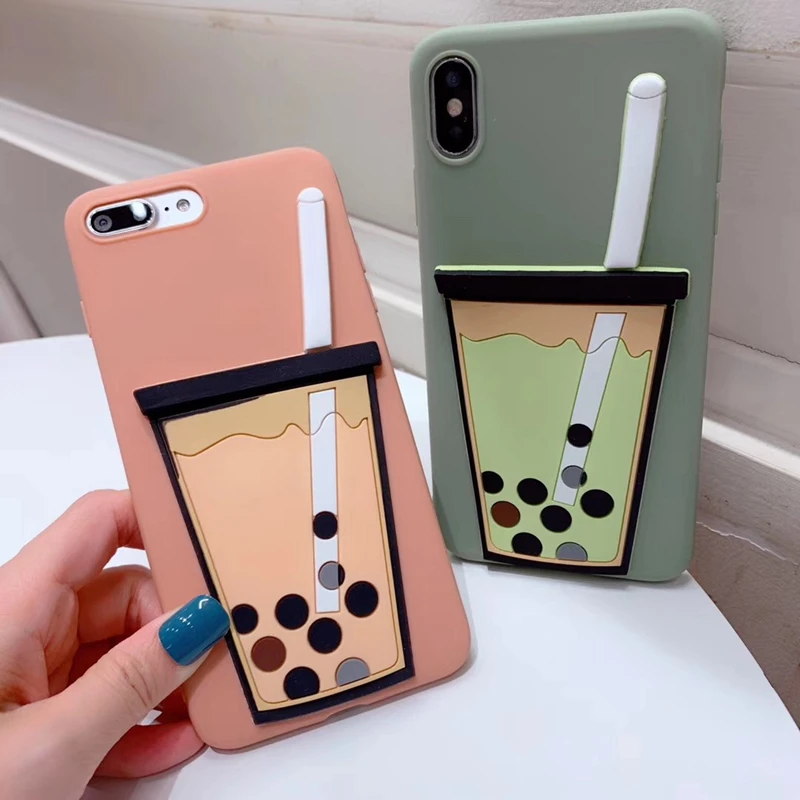 

Cute Cartoon 3D Milk Tea Phone Case For Samsung Galaxy S8 S9 Plus S10 Plus Note 8 Note 9 Soft Silicon Drink Cup Funny Case Coque