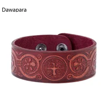 Dawapara Прямая поставка унисекс Жизни дерева манжета из натуральной кожи браслеты