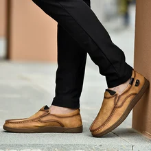 2019 Vintage Leather Men Casual Shoes Hot Sale British Style Loafers Walking Flats Men Shoes Rome Large Size Men Casual Shoes цена 2019 Vintage Leather Men Casual Shoes Hot Sale British Style Loafers Walking Flats Men Shoes Rome Large Size Men Casual Shoes цены онлайн