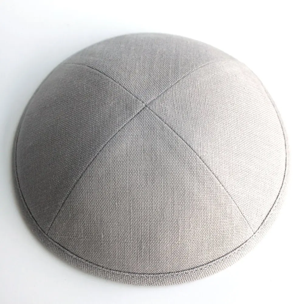 Light gray Linen kippot Jewish Yarmulke Kippah Kippot 17cm skull caps