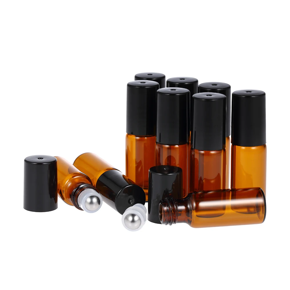 10 Pcs 5ml Refillable Perfume Bottle Essential Oils Jar Amber Glass