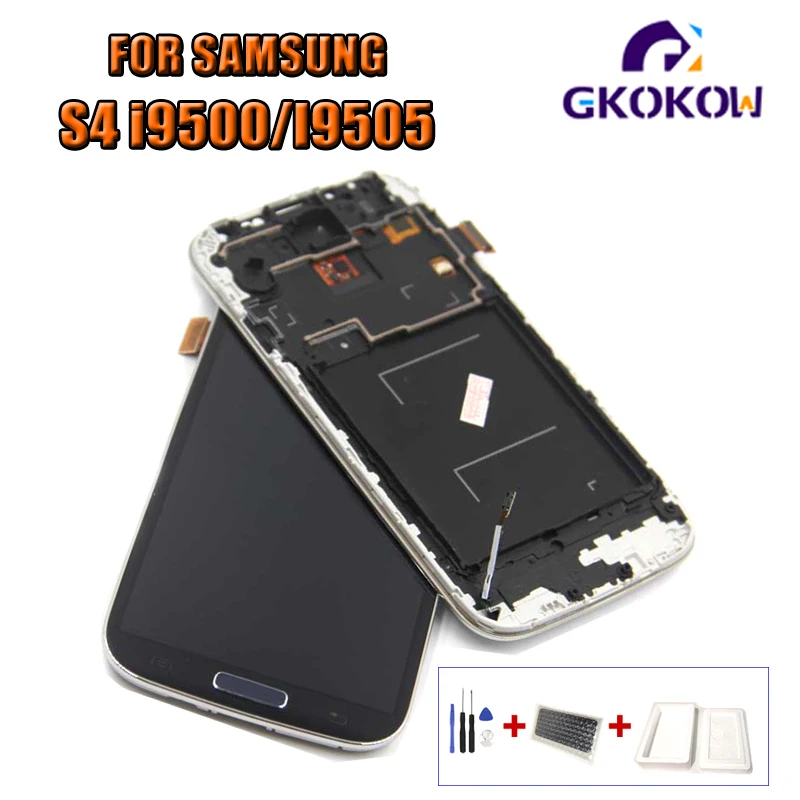 ЖК-экран для SAMSUNG Galaxy S4 ЖК-дисплей I9500 i9505 сенсорный экран дисплей с рамкой замена