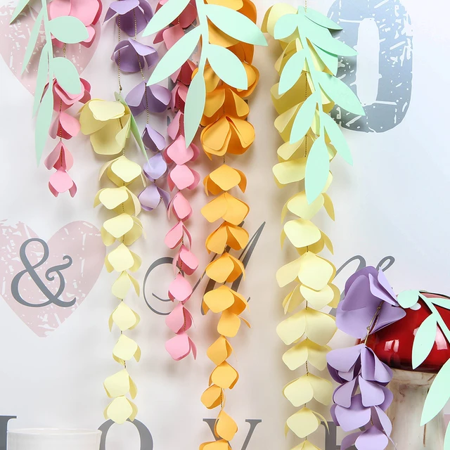 diy hanging paper wisteria paper flower garland branch decor easter paper flower garland backdrop