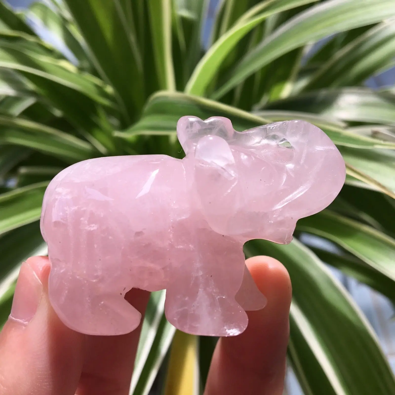 

2.0" Natural Rose Quartz Crystal Hand-carved Elephant For Home Decor