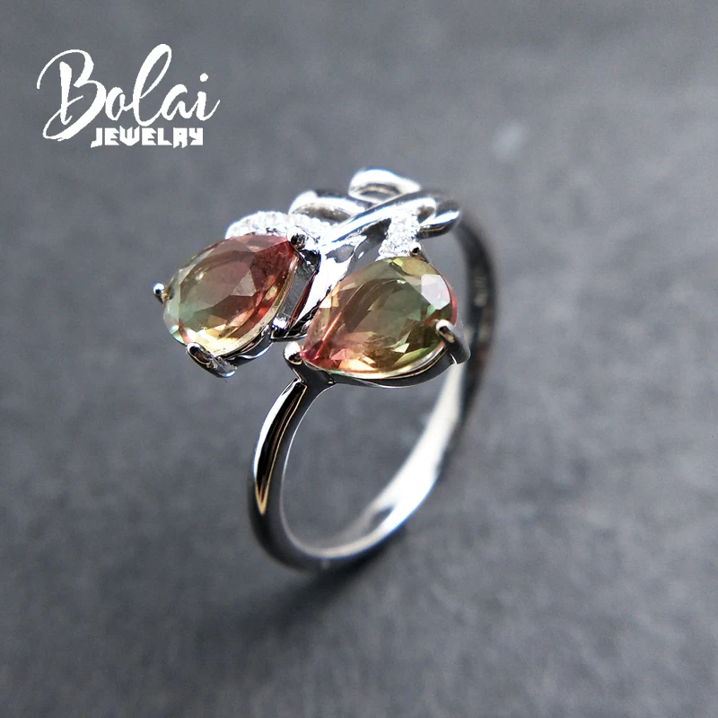 Bolaijewelry, кольца в форме пера, натуральный многоцветный кристалл, драгоценный камень из серебра 925 пробы, хорошее ювелирное изделие для женщин, ЛУЧШАЯ ПОДАРОЧНАЯ КОРОБКА