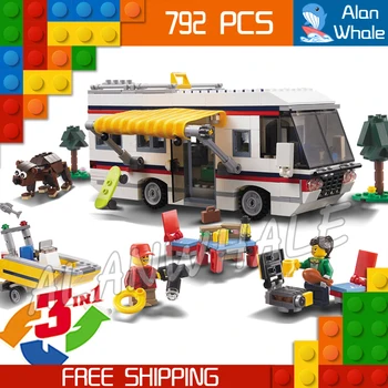 

792pcs 3in1 Creator Vacation Getaways Summer Home Yacht Go Picnic 3117 Model Building Blocks Toys Bricks Compatible with Lago