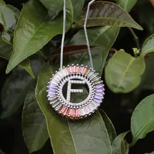 1 шт. трендовый белый цвет микро проложить Радужный CZ кубический цирконий A-Z инициалы буквы подвески ожерелья для женщин ювелирные изделия