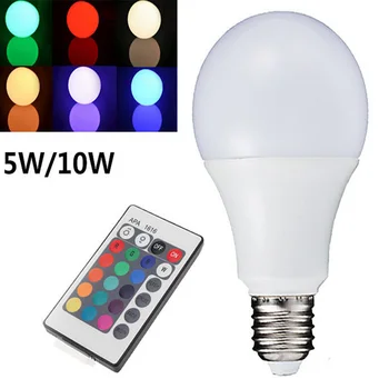 

LumiParty RGB LED Bulb SMD5050 E27 5W 10W 110V 220V Multiple Color Remote Control RGB Lampada LED Light
