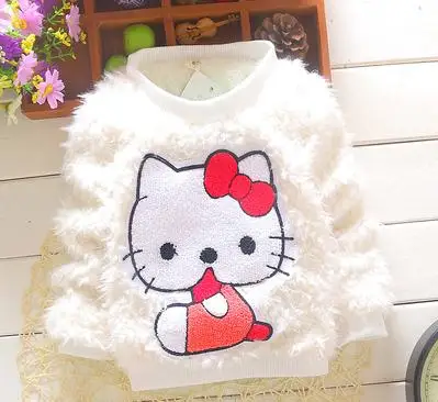 Новинка года; Самый дешевый высококачественный красивый свитер ярких цветов для новорожденных девочек; Одежда для маленьких девочек; DS034 - Цвет: white kitty