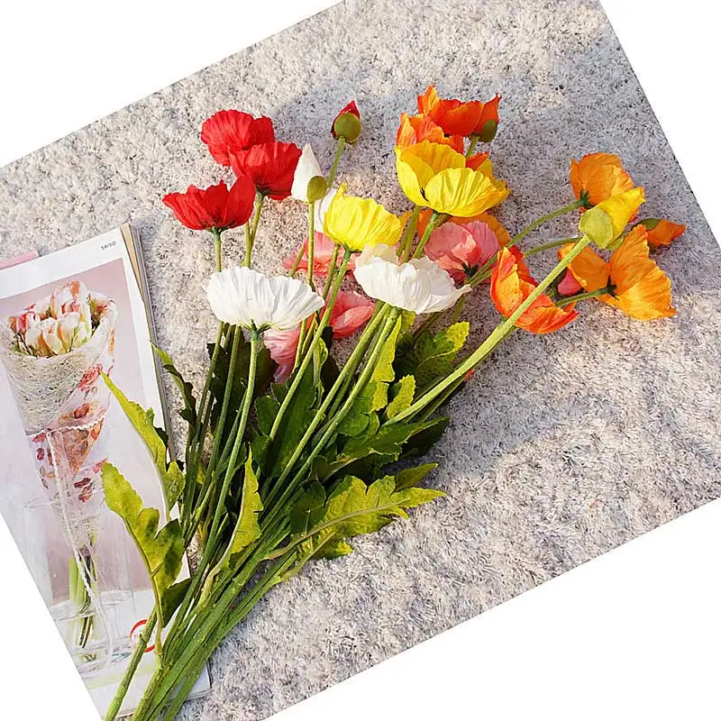 DIY искусственная большая маковая ветка с цветами для весеннего домашнего свадебного украшения длинные Стволовые поддельные цветы Флорес флиры искусственные