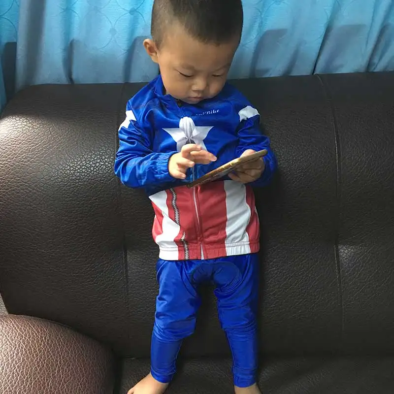 

saiBike Captain America cycling jersey kids Long cycling clothing spring/Autumn bike wear Children Breathable bicycle clothes