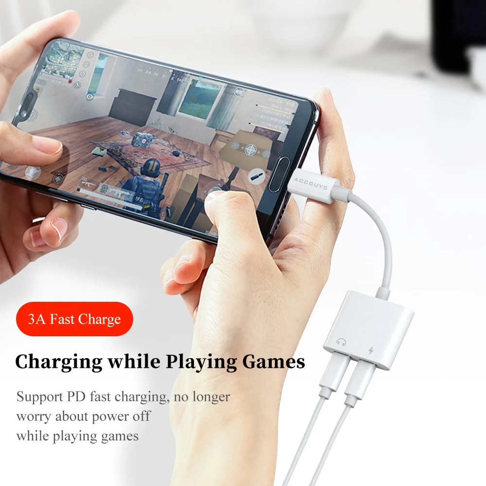 ACCGUYS двойной тип C Jack Aux аудио кабель адаптер USB PD Быстрая зарядка конвертер для iPad