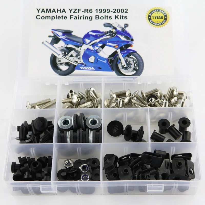 Для Yamaha R6 мотоцикл Полный Обтекатель Болты Комплект шайба крепеж кузова зажимы сталь YZF R6 YZF-R6 1999-2002 черный - Цвет: Silver