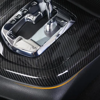 

ABS Carbon fibre For Nissan Navara NP300 2017 2018 2019 Car gear shift knob frame panel Decoration Cover Trim accessories 1pcs