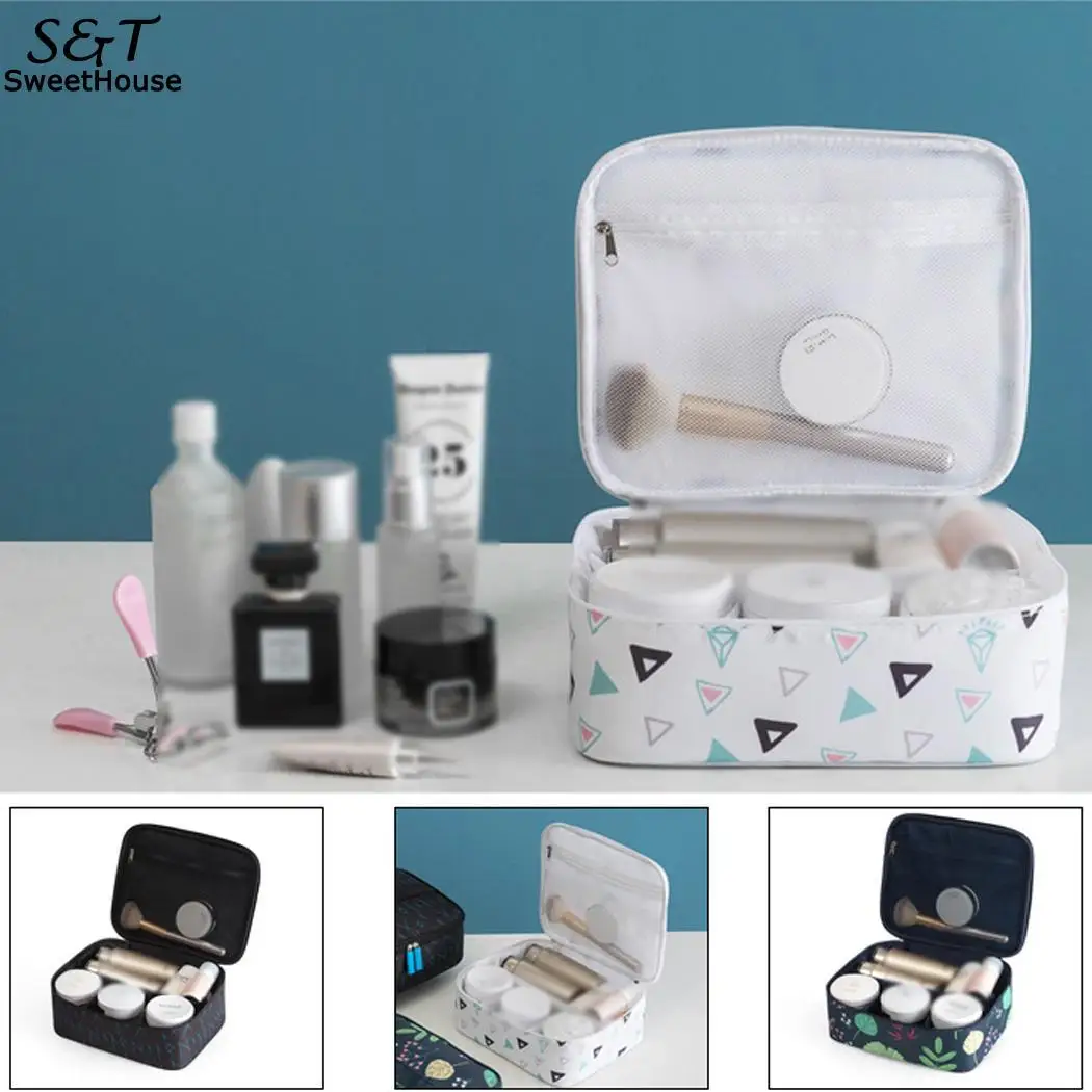 

Portable Cosmetic Makeup Bag Multifunction Travel Waterproof Storage Rectangle Casual Zipper Toiletry Wash, Bag
