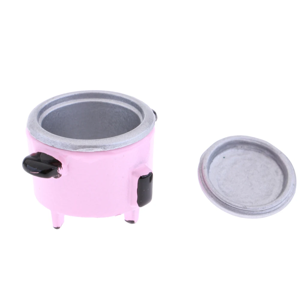MagiDeal 1:12 Dollhouse Miniature Cookware Mini Electric Rice Cooker Accessory Pink